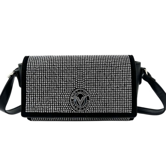 Valentino Orlandi Black and Silver Rhinestone Studded Crossbody Bag - Picture 1 of 7